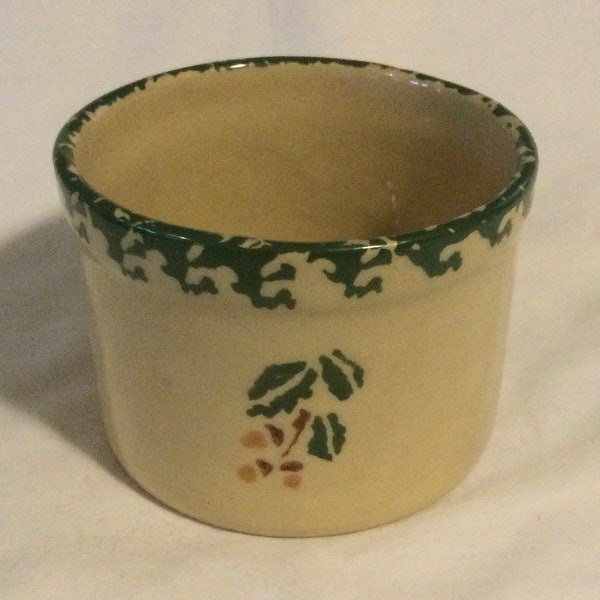 1998 Alpine Pottery Roseville Ohio Folk Stenciled Oak Leaf Acorn Crock