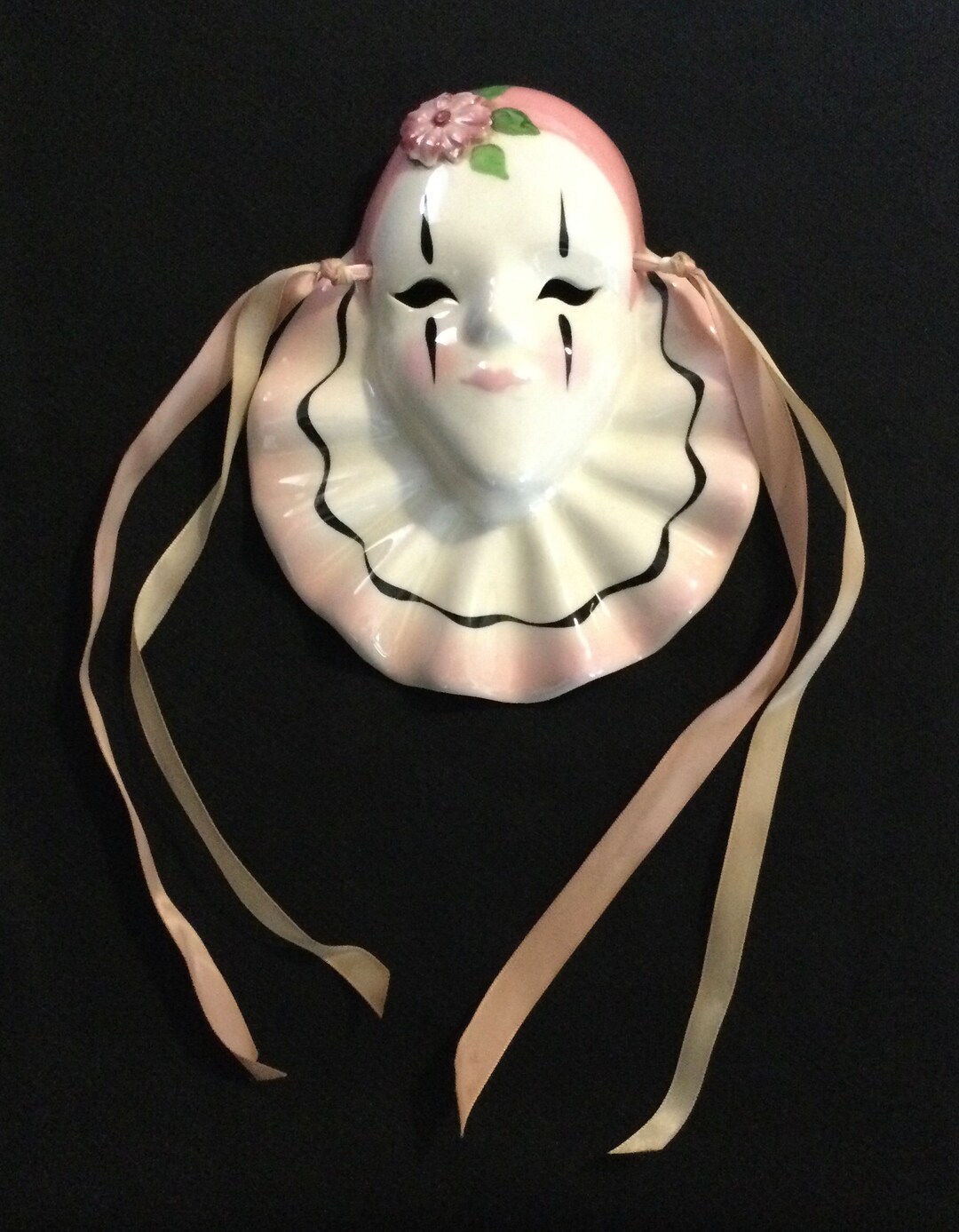 Vintage Porcelain Harlequin Clown Mask Wall Hanger Etsy