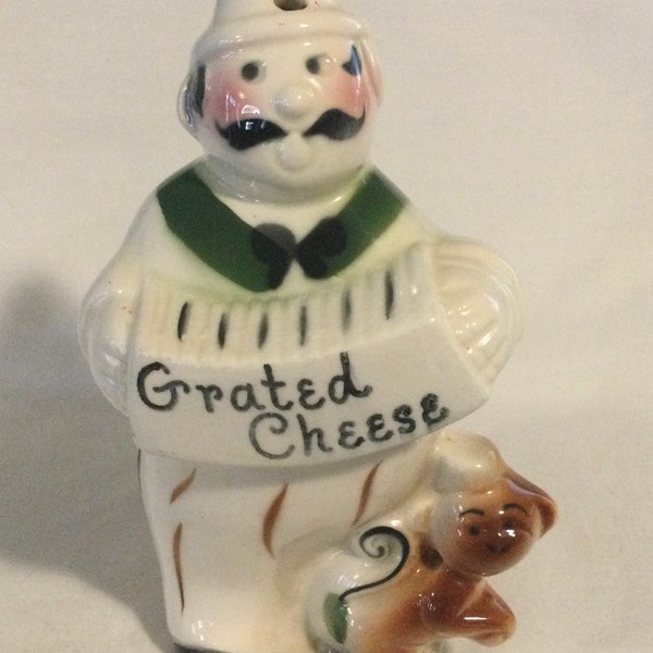 Vintage Figural Organ Grinder with Monkey Grated Cheese Shaker