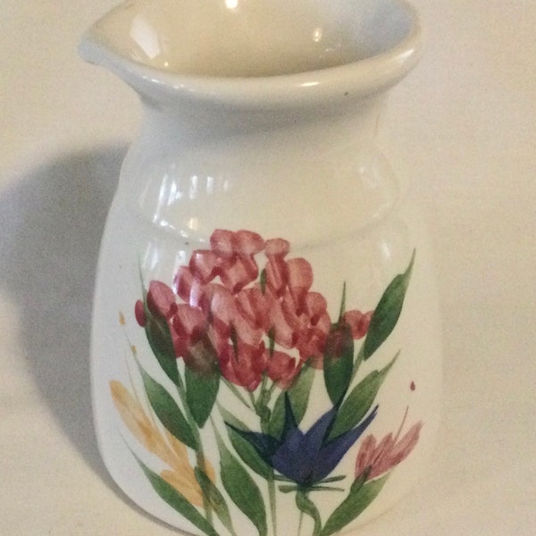 1994 Emerson Creek Pottery Hand Painted Floral Small Pitcher