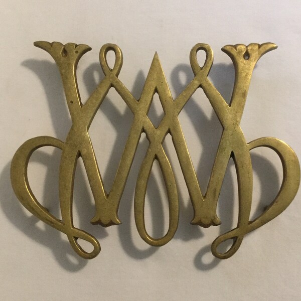 Vintage Brass William & Mary WM Cipher Trivet