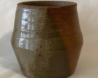 Vintage Tri Tone Glaze Finish Ceramic Stoneware Jar