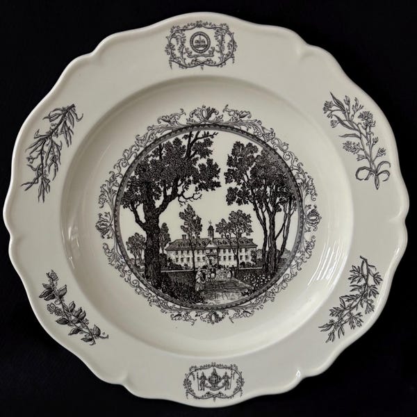 1953 Wedgwood Williamsburg Virginia The Wren Building Engraved from Samuel Chamberlain Drawings Plate