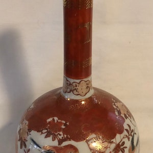 Antique Meiji Japanese Kutani Floral w/ Birds Vase as is