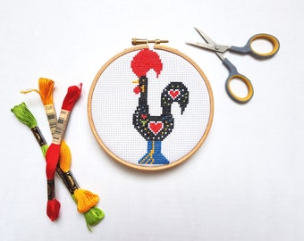 Modern Cross Stitch Pattern - Portuguese Rooster