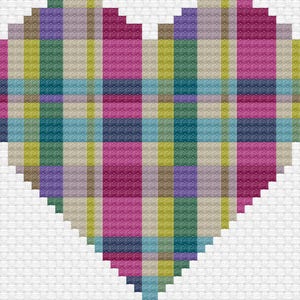 Modern Cross Stitch Kit with Hoop Wee Tartan Heart image 3