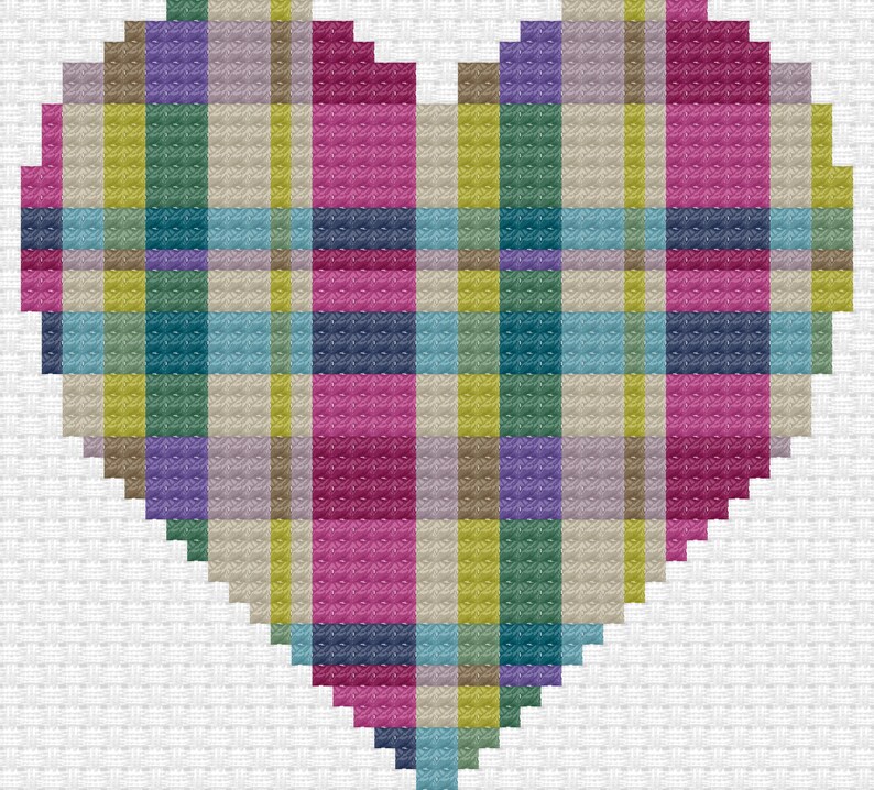 Modern Cross Stitch Kit with Hoop Wee Tartan Heart image 3