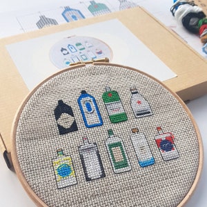 Modern Cross Stitch Kit With 6 Inch Hoop - Gins