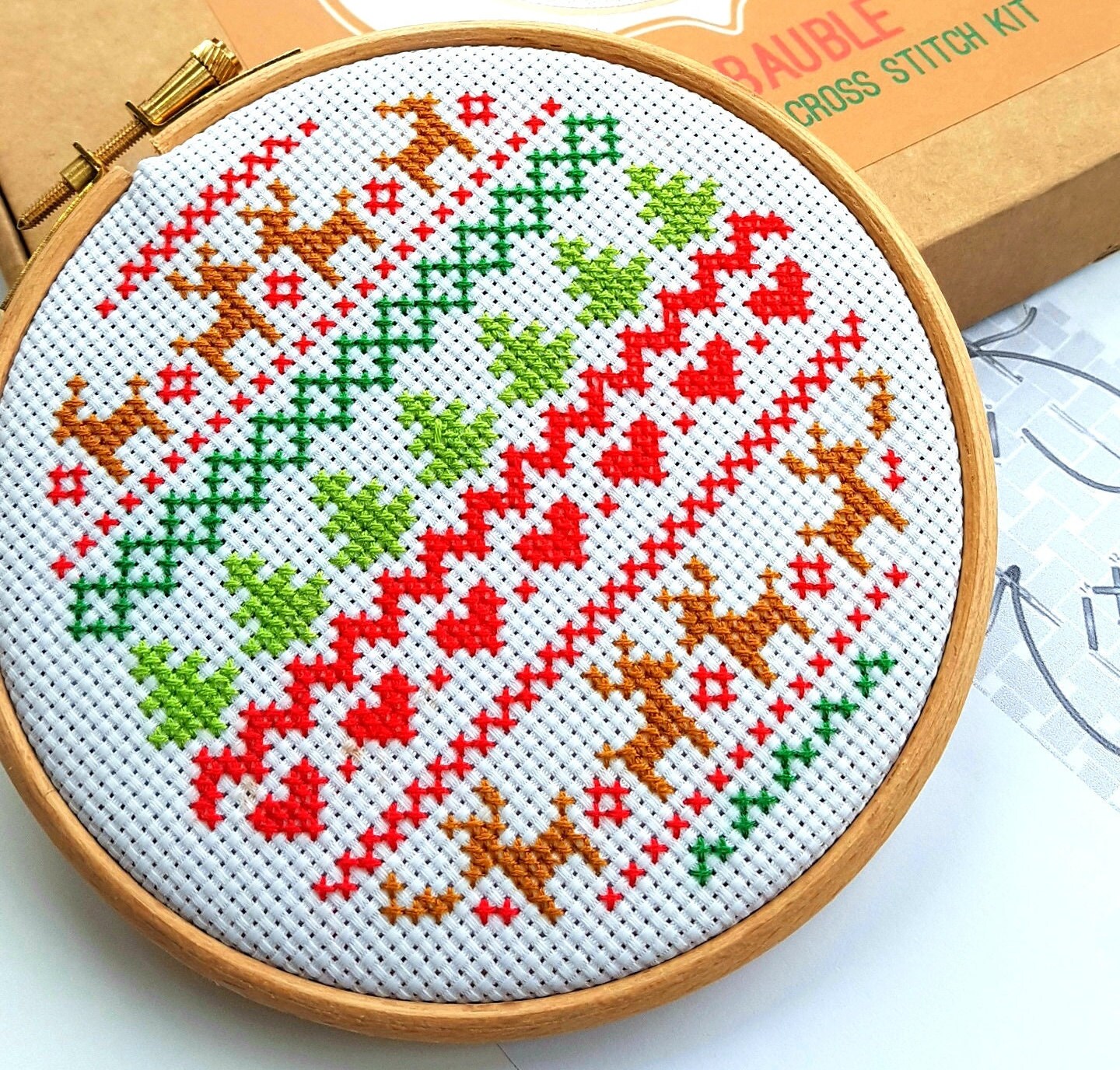 Christmas Fair Isle Cross Stitch Trio Modern Pattern PDF Etsy UK