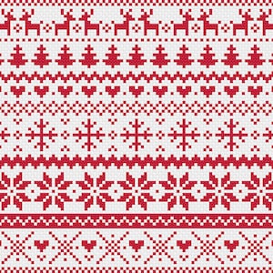 Christmas Red Fair Isle Modern Cross Stitch Pattern