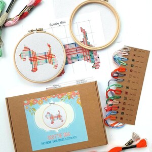 Modern Cross Stitch Kit With Hoop - Scottie Dog