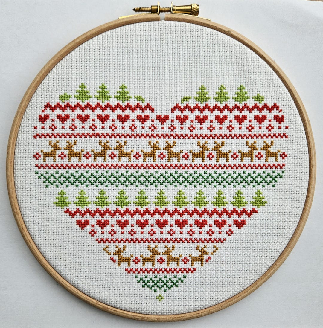 Fair Isle Christmas Heart - Modern Cross Stitch Pattern - Etsy