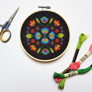 Patrón de punto de cruz moderno - Mini Polska Arte popular polaco