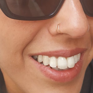 Nose Ring Single Pierced Double Hoop - Double Hoop Nose Ring - Spiral Nose Ring - Fake Double Piercing Hoop