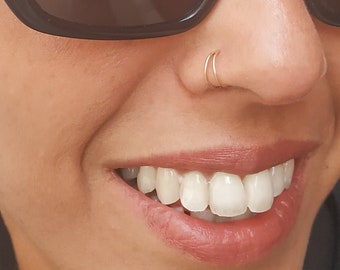 Mother Day - Nose Ring Single Pierced Double Hoop - Double Hoop Nose Ring - Spiral Nose Ring - Fake Double Piercing Hoop