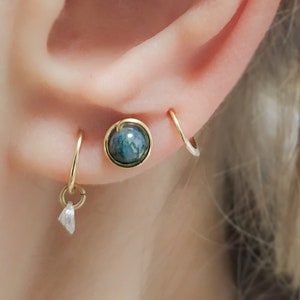 Moss Agate Earrings - Moss Agate Studs - Gold Moss Agate Stud Earrings - Moss Agate Jewelry - Natural Moss Agate Studs