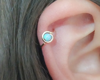 Opal Helix Earring - Opal Helix Hoop - Opal Helix Piercing - Opal Cartilage Earring - Opal Helix Jewelry