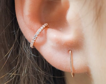 Rose Gold Ear Cuff Earring - No Piercing Clip On Cuff - Pave CZ Ear Cuff - Cuff Earrings - Diamond Cuff Earring