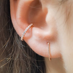 Mother Day - Rose Gold Ear Cuff Earring - No Piercing Clip On Cuff - Pave CZ Ear Cuff - Cuff Earrings - Diamond Cuff Earring