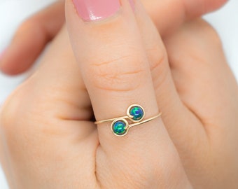 Opal Ring - Gold Ring - Adjustable Opal Band Ring - Double Opal Band Ring - Gold Opal Ring - Silver Opal Ring - Stacking Opal Ring