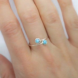 Gold Double Opal Band Ring - Opal Ring - Dainty Ring