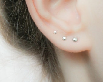SALE - Dot Earrings Studs Set- Tiny Stud Earrings Silver - Tiny Stud Earrings Rose Gold - Small Earrings Set