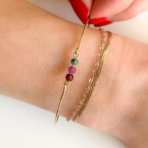 Dainty Gemstone Bracelet - Garnet Ruby Emerald Bracelet - Bracelets for Women - Delicate Bracelet