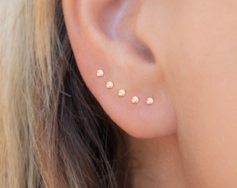 Mother Day - Petite 2mm Rose Gold Studs - Gold Silver Stud Earrings - Stud Earrings Simple Minimalist