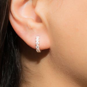 CZ Earrings- CZ Tiny Hoop Earrings- Crystal Earrings- Bridal Earrings- Wedding Earrings- Bridesmaid Earrings- Bridal Jewelry