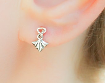 Mother Day - Tribal Stud Earrings-Shell Earrings-Seashell Earrings-Silver Earrings-Tribal Studs-Oriental Earrings-Mermaid Earrings
