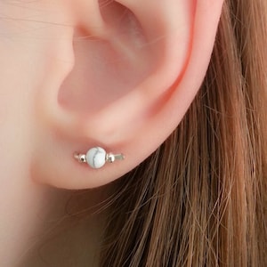 White Marble earrings-Howlite Earrings-Howlite Stud Earrings-Marble Stud Earrings-White Howlite Earrings-Marble Studs-Howlite Studs