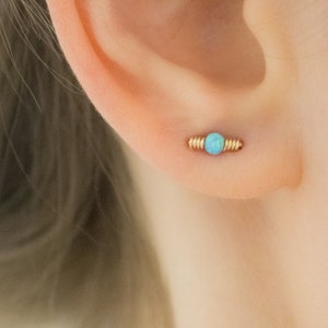 Doppel-Piercing Ohrring, Zwei-Loch-Ohrring, Opalohrring, Doppel-Loch-Ohrring, Doppel-Lobe-Ohrring Opal, Zwei Piercing Bolzen, Zwei-Loch-Ohrstecker