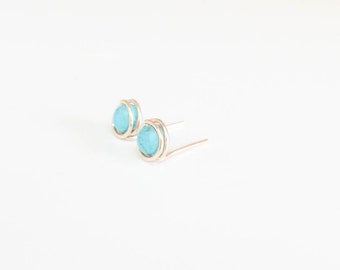 Mother Day - Turquoise Earrings - Turquoise Stud Earrings -  Turquoise Studs - Gold Turquoise Earrings