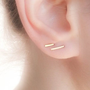 Mother Day - Stud Earrings - Gold Bar Earrings - Stud Earring set - Staple Earrings - Minimalist Earrings - edgy earrings -  Line Earrings