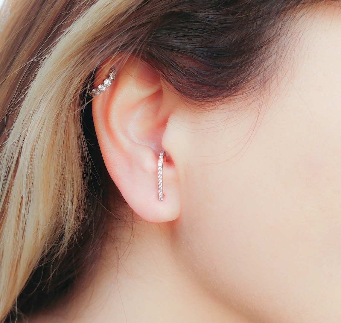 Ear Suspender Earrings Earring Suspenders CZ Diamond Etsy