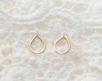 Mother Day - Gold Stud Earrings - Ear Studs - Tear drop studs - Drop stud earrings - Oval earrings