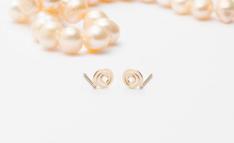 Gold Spiral Earrings Gold Swirl stud earrings Birthday gift Spiral Stud Earrings SALE