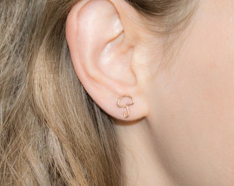 Umbrella stud Earrings, Small stud Earrings, minimalist earrings, Gold earrings, dainty thin earrings, chic, unique