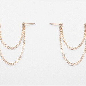 Chain Stud Earrings - Chain drop earrings - Double chain earrings - Gold Drop Earrings - Double piercing