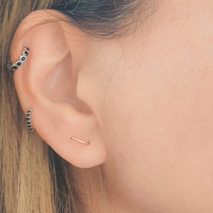 Double Piercing -Double Post Earring-Double Lobe Round U Earring-Two Hole Earring-Two piercing earring-Arch Staple Earring