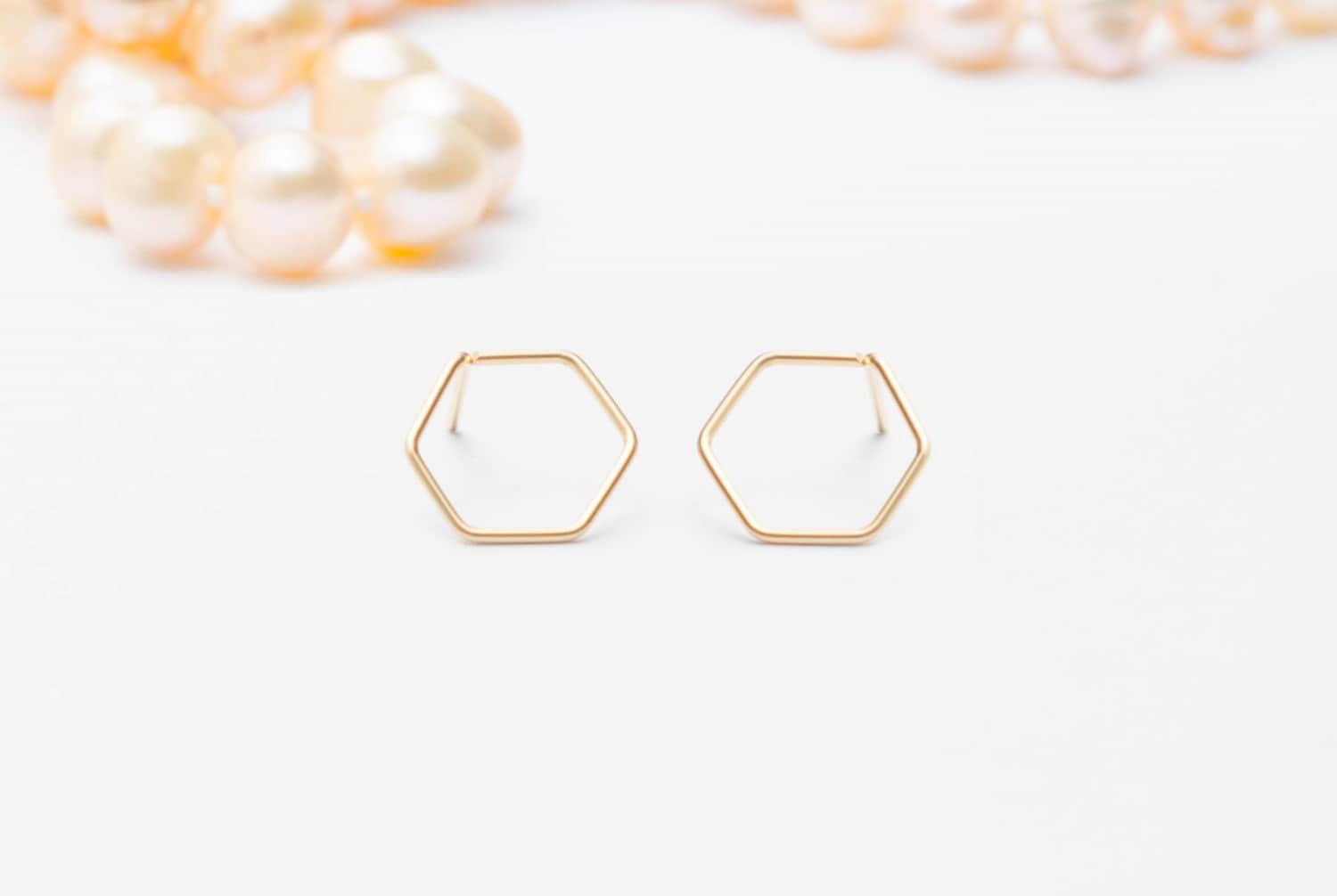 hexagon earring - Hexagon Earrings Studs -  Gold Dainty Earrings - Open Hexa Studs earrings -  Geometric earrings - Hex stud earrings