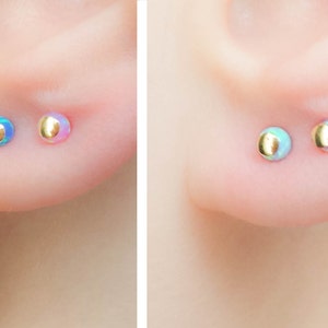 Stud Earrings Set - Opal Earrings - Tiny Earrings - Interchangeable Earrings