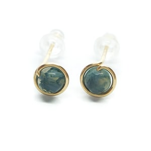 Moss Agate Studs - Moss Agate Earrings - Agate Earrings - Natural Stone Earrings