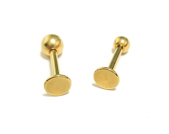 Mother Day - Flat Back Screw Ball Tiny Barbell Piercing - Flat back Ear Piercing - Screw Ball Helix Stud - Flat Back Cartilage Earring