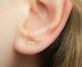 Gold Double Piercing Earring-Two Hole Earrings-Tiny Double Lobe Earrings-Rose Gold Double Post Earring-Double Piercings Earring Set