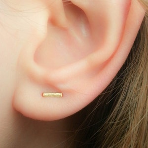 Double Piercing Double Lobe Earring-Double Post Earring-Two Hole Earrings-Two piercing earring-Staple Earrings-Double Piercings Earring Set image 4