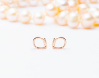 Mother Day - Drop Stud Earrings - Rose Gold drop stud earrings - Rose gold earrings geometric - Birthday gift - Minimalist stud earrings