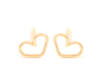 Mother Day - Heart Studs Earrings Gold