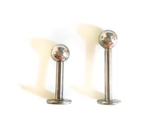 16g Internally Threaded Bullet Back Earring - Gold Stone Labret Stud For Cartilage & Lobe
