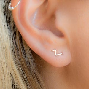 double piercing earring - Lightning Bolt Double Earring Piercing - Double Lobe earring - 2 Hole Earring - Multiple Post Stud